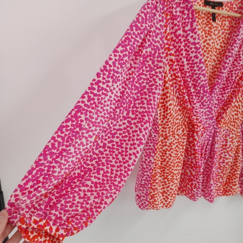 BCBGMaxAzria Silk Heart Print Blouse - Picture 6 of 10